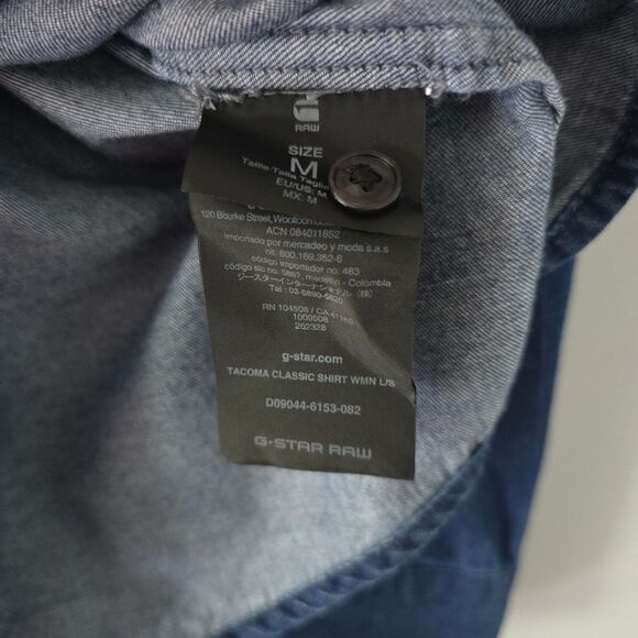 G-Star Raw Tacoma Classic Tapered Covered Snap Closure Denim Shirt Size M - Picture 6 of 7